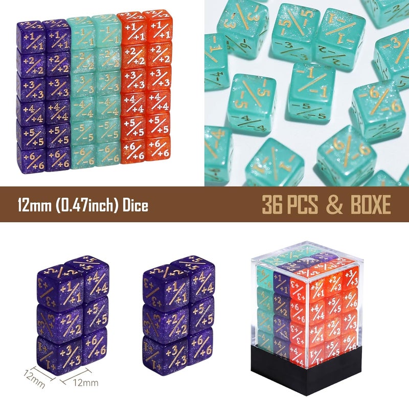 FIGURESLAB Store 36PCS 12mm MTG Life Counters Dice Set with Box, MTG +1/+1 Tokens 6 Sided Mini Dice Set for Magic The gatering, Compatible with TCG CCG Magic Card Gaming Accessories - Image 3
